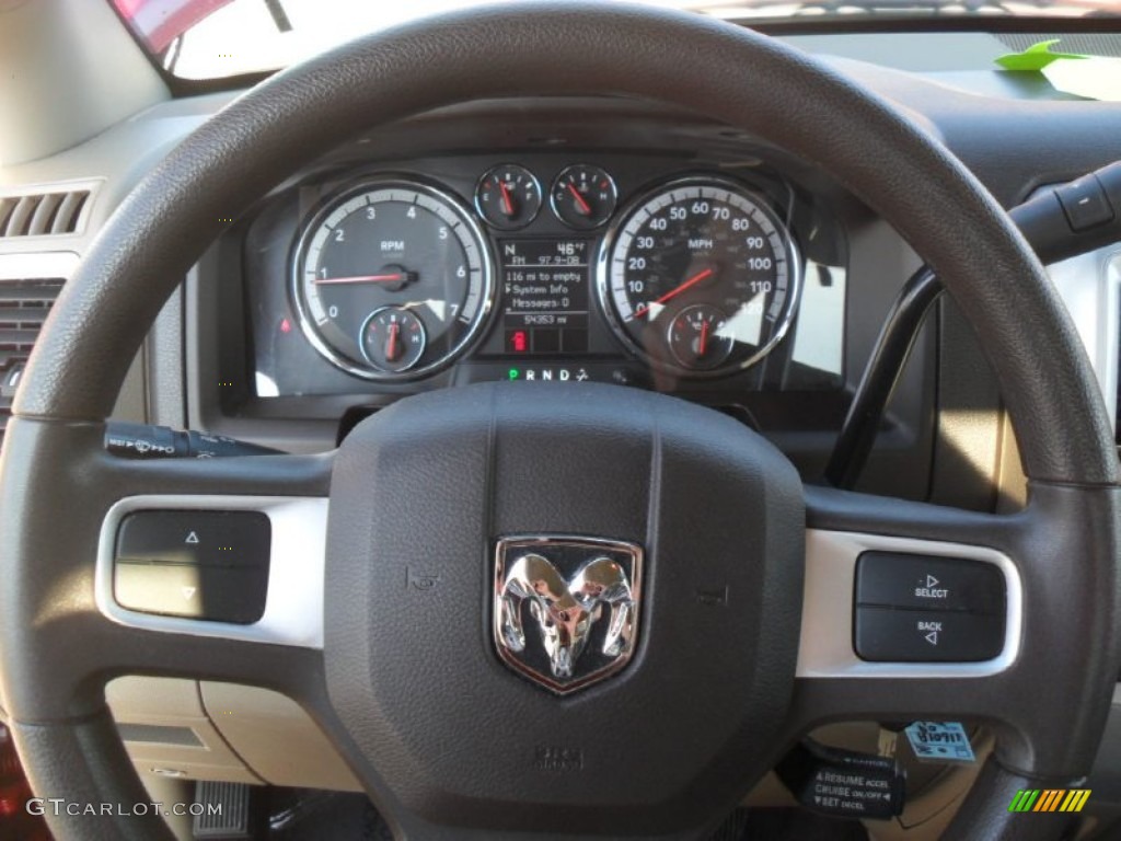 2009 Dodge Ram 1500 SLT Quad Cab Light Pebble Beige/Bark Brown Steering Wheel Photo #59848132
