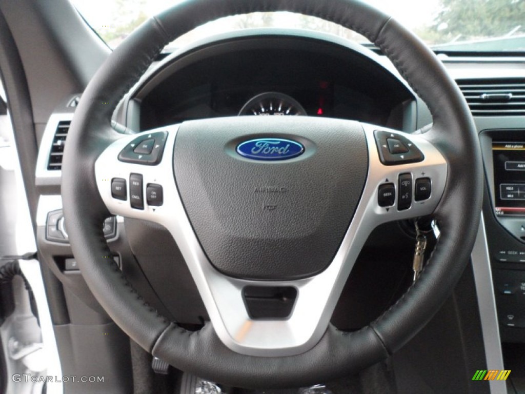 2012 Ford Explorer XLT EcoBoost Charcoal Black Steering Wheel Photo #59848291