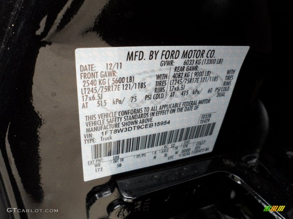 2012 F350 Super Duty Color Code UH for Tuxedo Black Metallic Photo #59849728