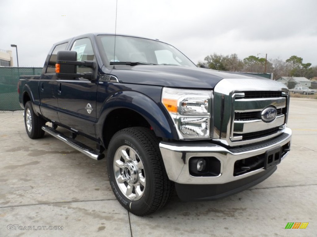 2012 F250 Super Duty Lariat Crew Cab 4x4 - Dark Blue Pearl Metallic / Black photo #1