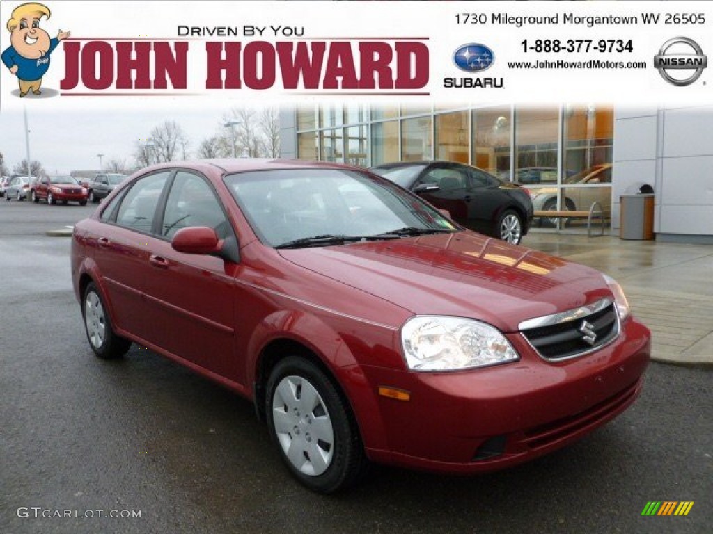 2007 Forenza Sedan - Fusion Red Metallic / Grey photo #1