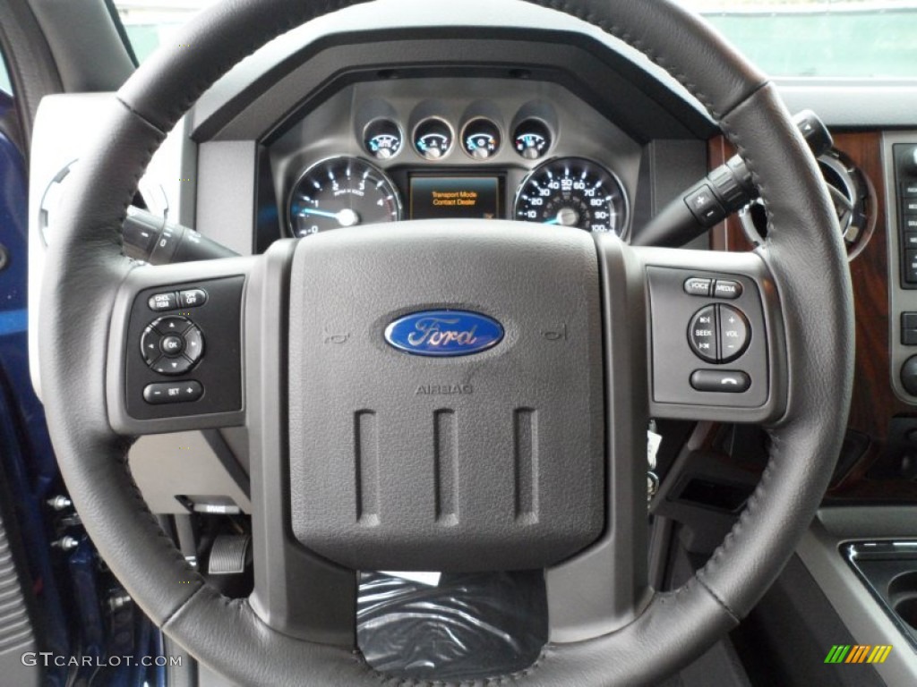 2012 Ford F250 Super Duty Lariat Crew Cab 4x4 Black Steering Wheel Photo #59850211