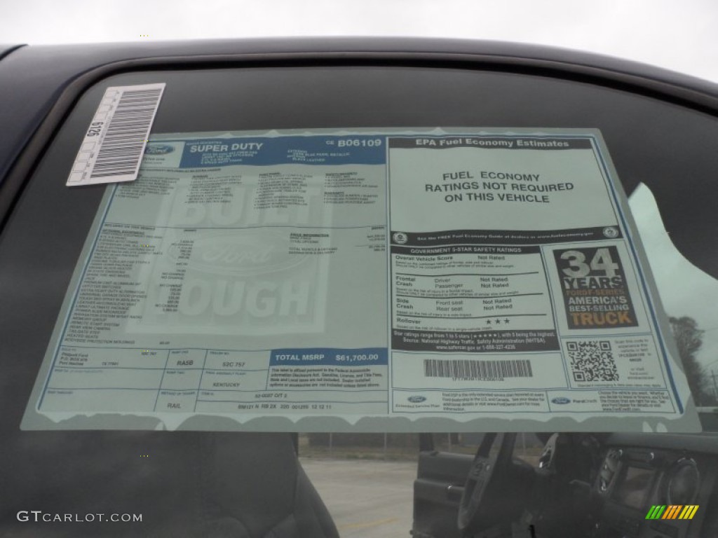 2012 Ford F250 Super Duty Lariat Crew Cab 4x4 Window Sticker Photo #59850235