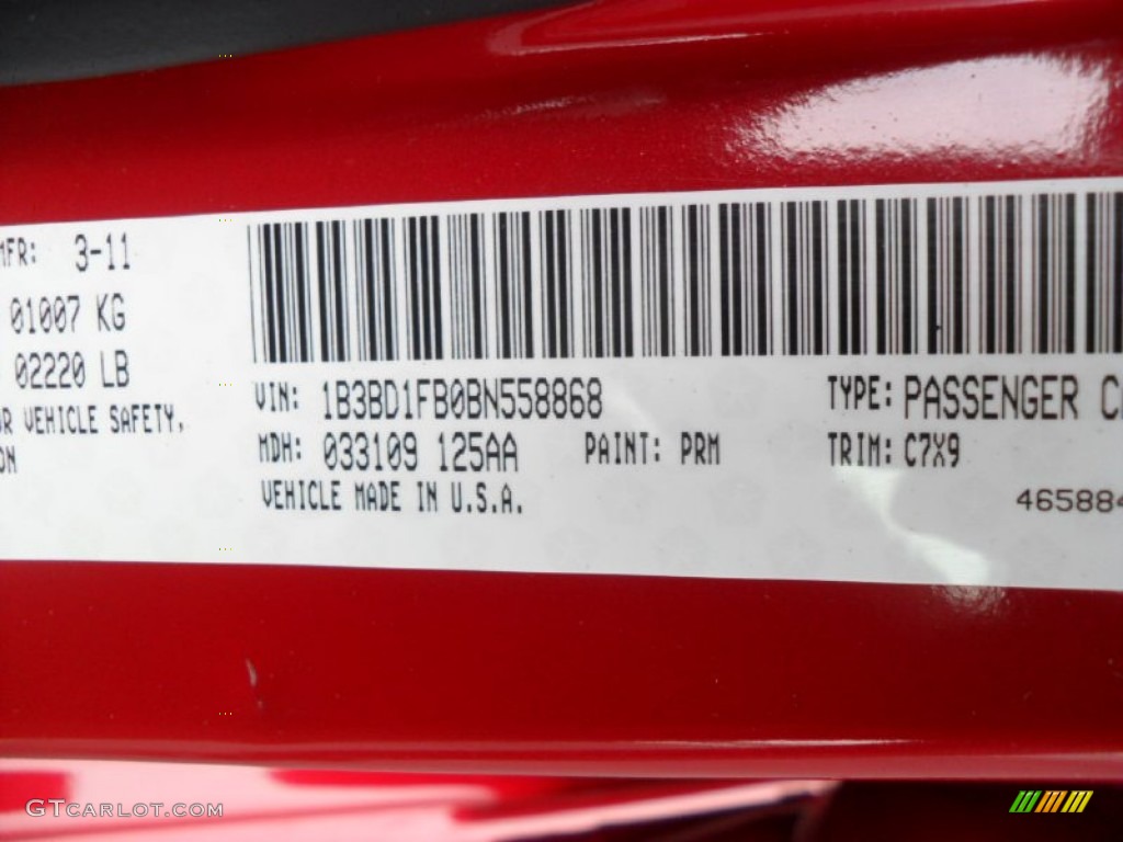 2011 Avenger Color Code PRM for Redline 2 Pearl Photo #59850859