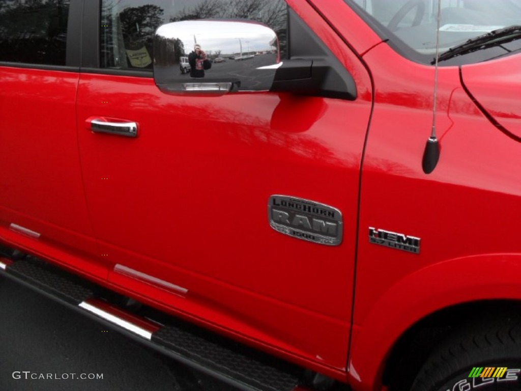 2012 Ram 1500 Laramie Longhorn Crew Cab 4x4 - Flame Red / Light Pebble Beige/Bark Brown photo #28