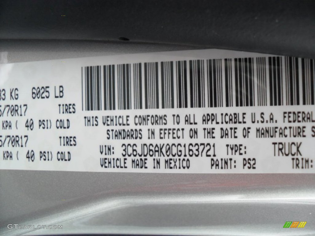 2012 Dodge Ram 1500 ST Regular Cab Parts Photos