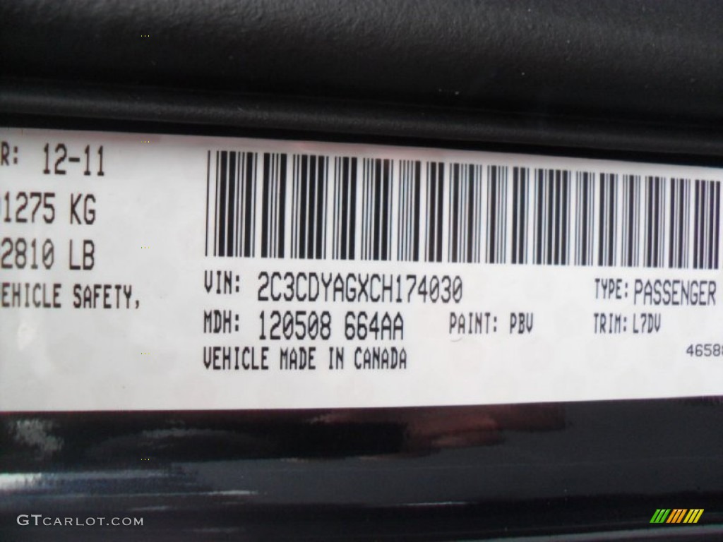 2012 Challenger Color Code PBV for Blackberry Pearl Photo #59852269