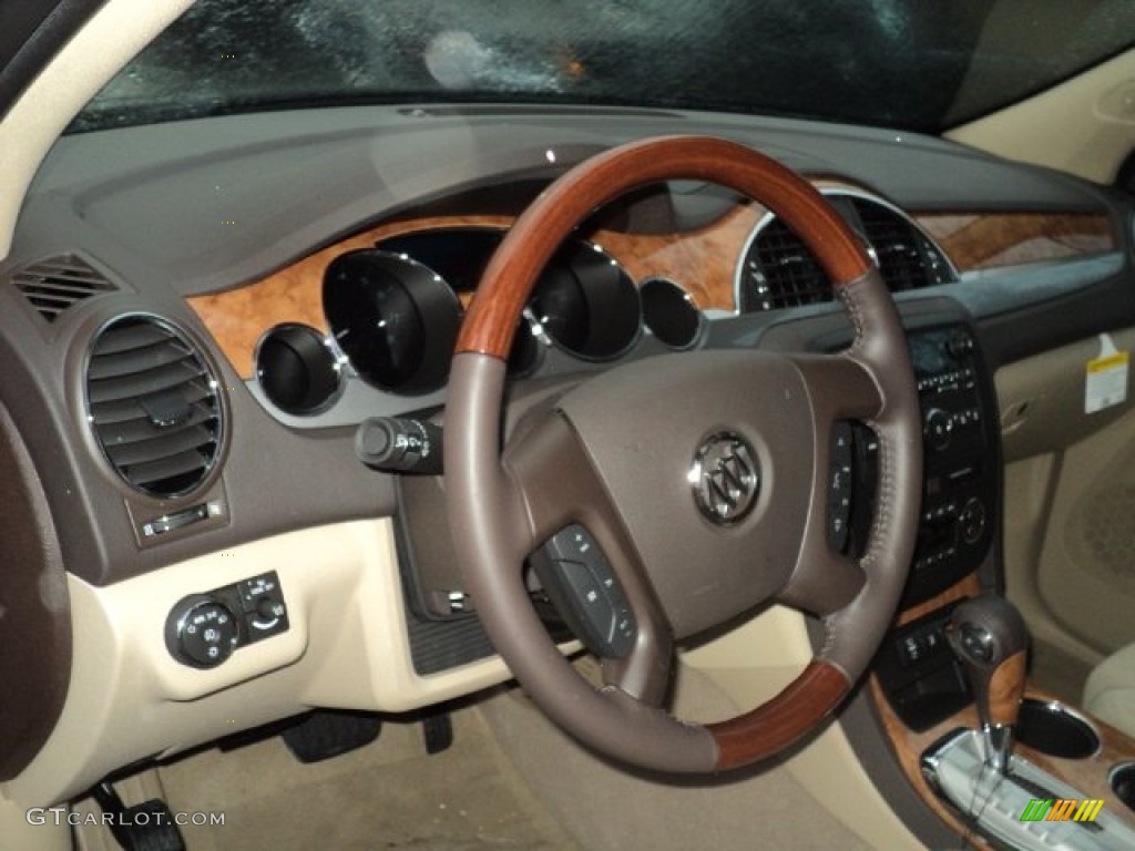 2012 Buick Enclave FWD Cashmere Steering Wheel Photo #59856574