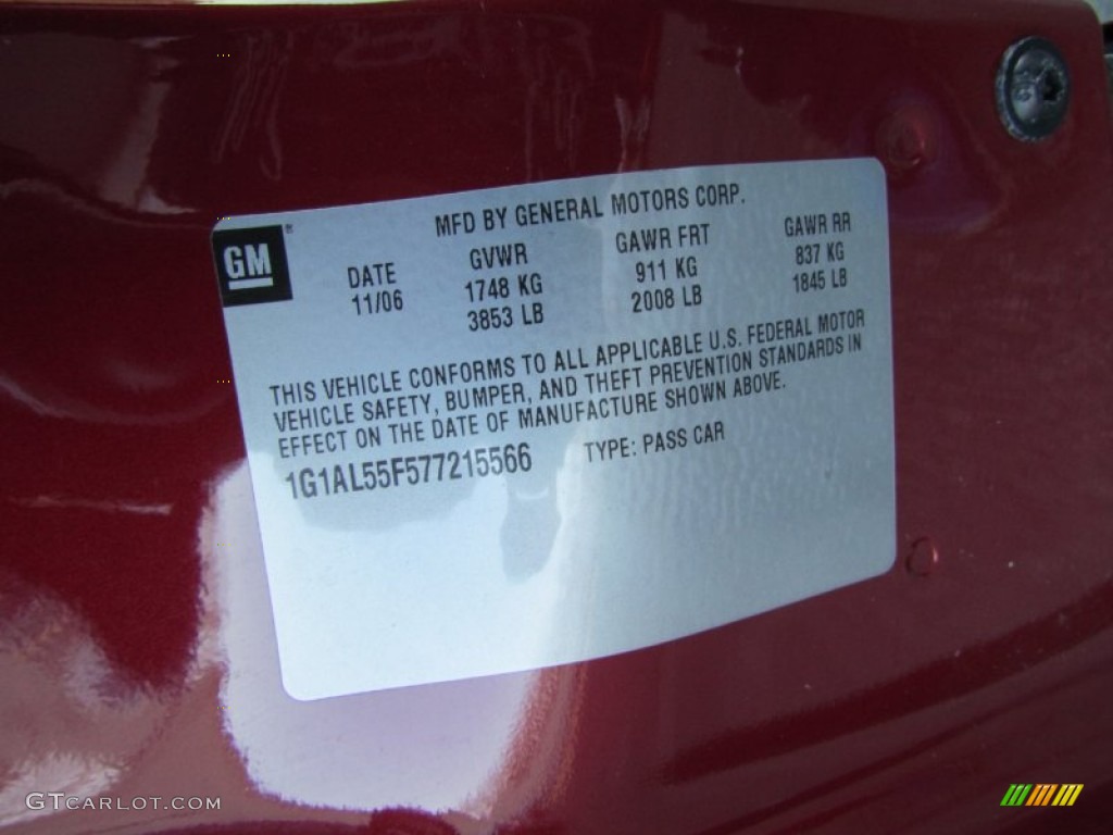 2007 Cobalt LT Sedan - Sport Red Tint Coat / Gray photo #12
