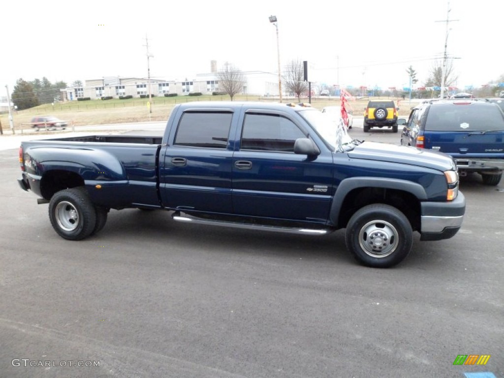 2006 Silverado 3500 LT Crew Cab 4x4 Dually - Dark Blue Metallic / Tan photo #2