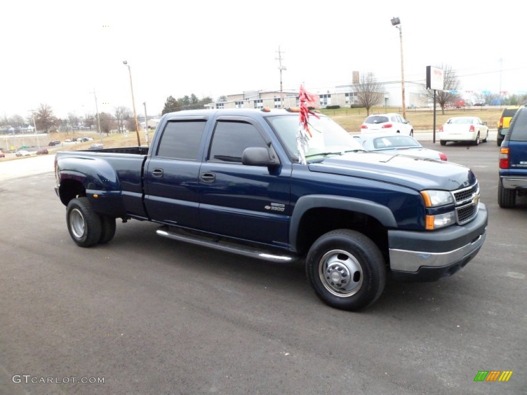 2006 Silverado 3500 LT Crew Cab 4x4 Dually - Dark Blue Metallic / Tan photo #9