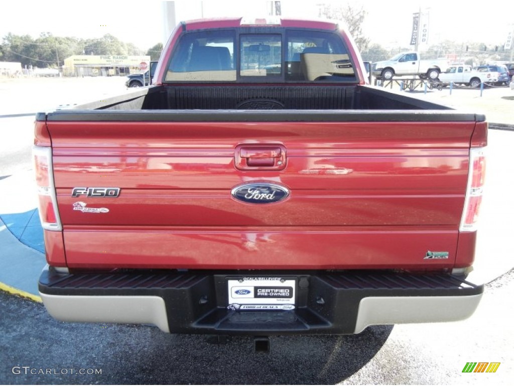 2010 F150 Lariat SuperCab - Red Candy Metallic / Tan photo #4