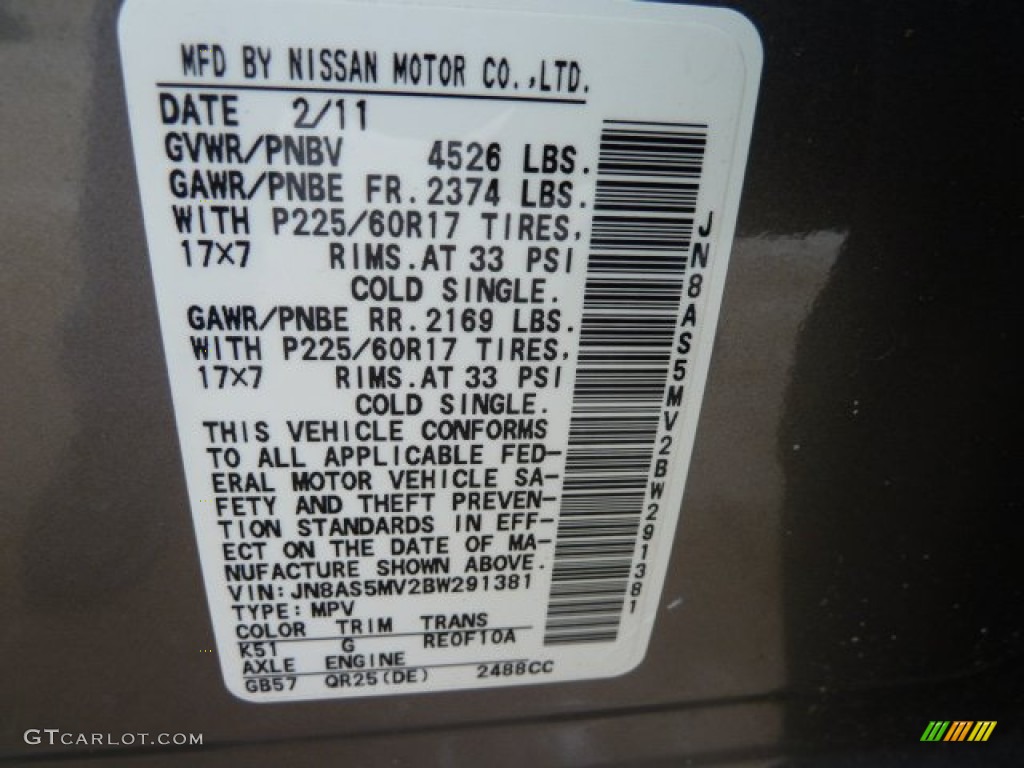 2011 Rogue SV AWD - Gotham Gray Metallic / Black photo #14