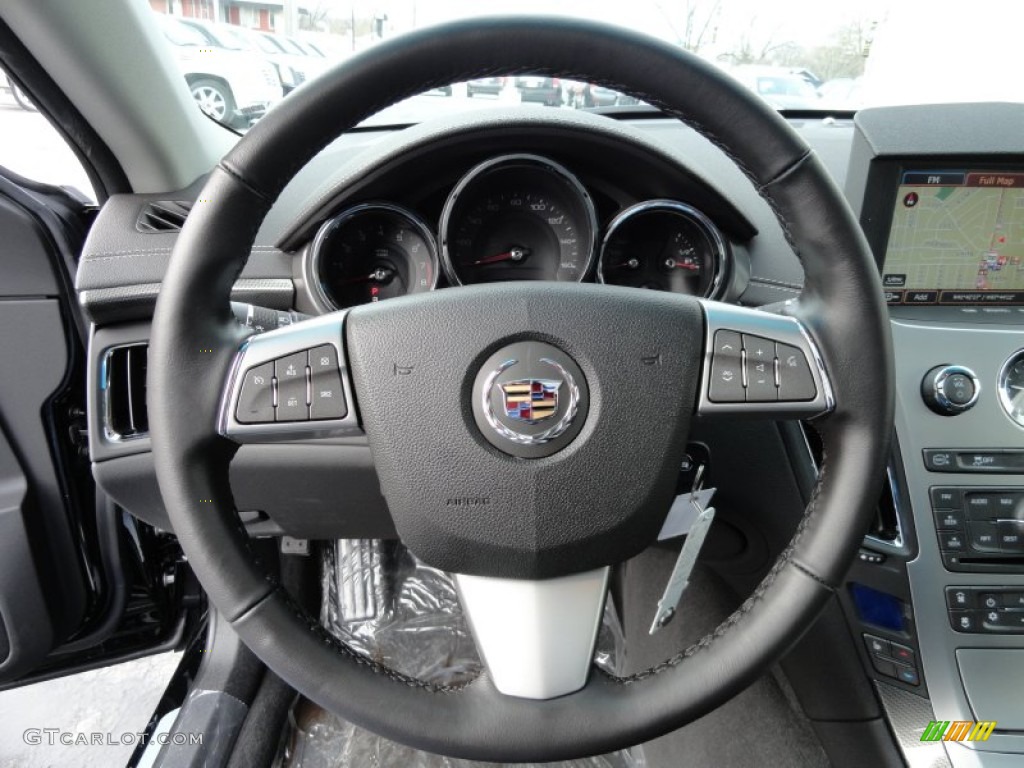 2012 Cadillac CTS 4 3.6 AWD Sport Wagon Ebony/Ebony Steering Wheel Photo #59871563