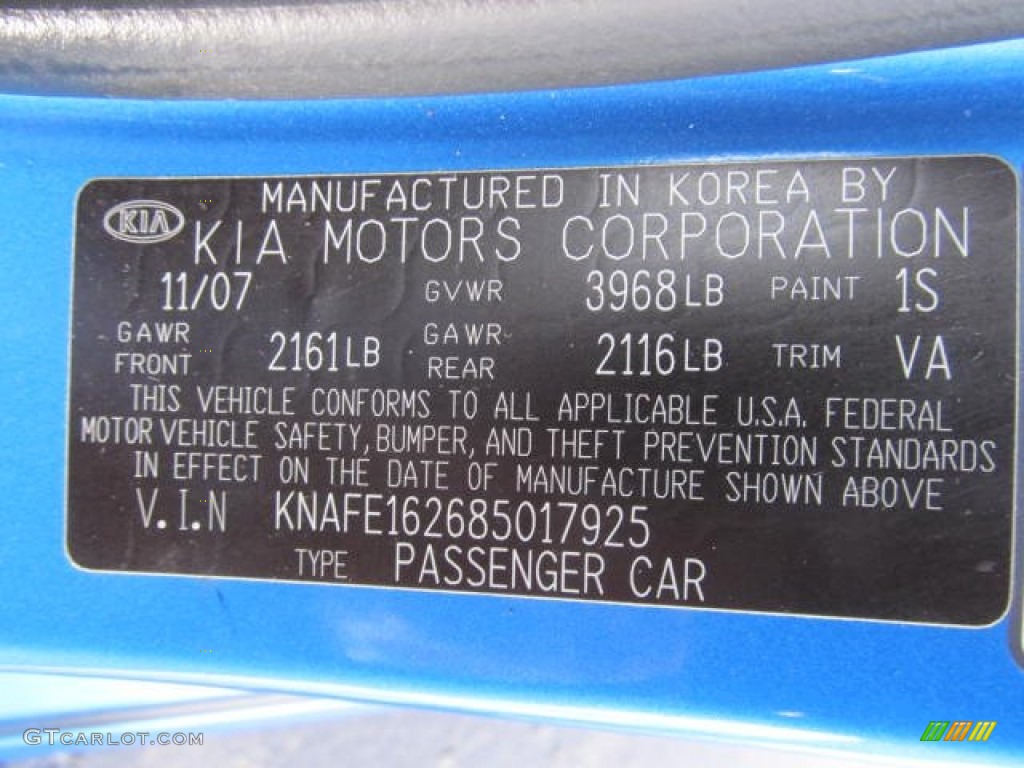 2008 Spectra Color Code 1S for Spark Blue Photo #59871746