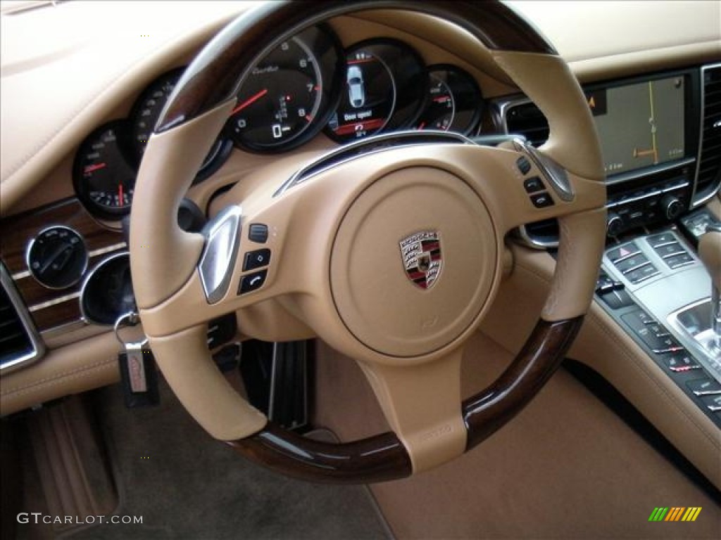2011 Porsche Panamera Turbo Luxor Beige Steering Wheel Photo #59872430