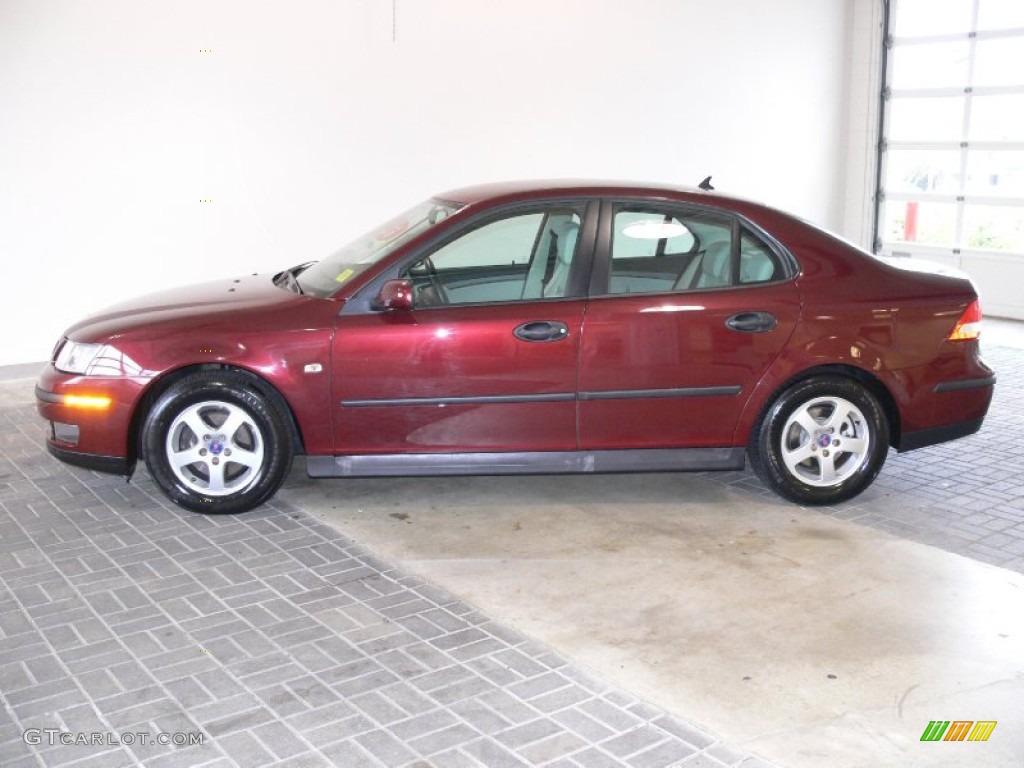 2003 9-3 Linear Sport Sedan - Merlot Red Metallic / Grey photo #2