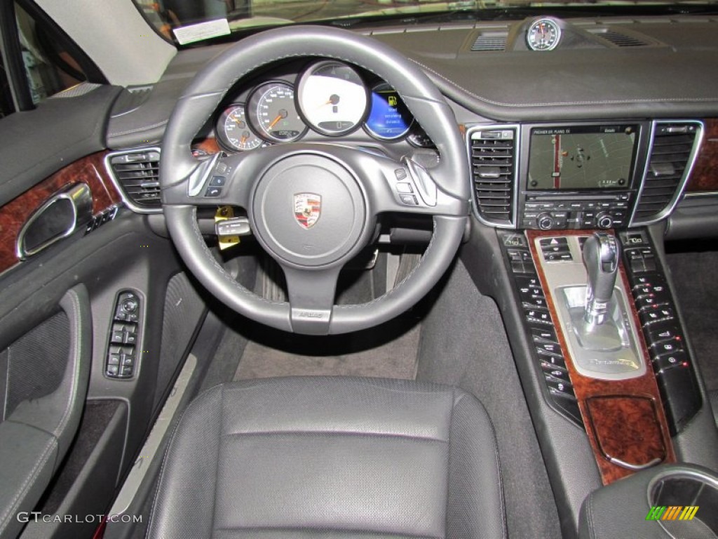 2010 Porsche Panamera S Black Steering Wheel Photo #59874161