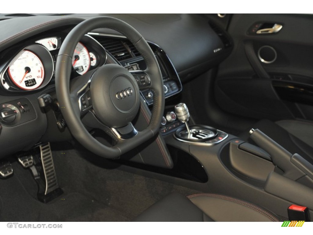 2012 Audi R8 5.2 FSI quattro Black Steering Wheel Photo #59876414