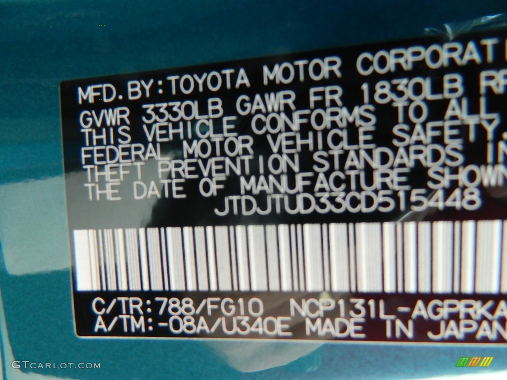 2012 Toyota Yaris LE 3 Door Parts Photos