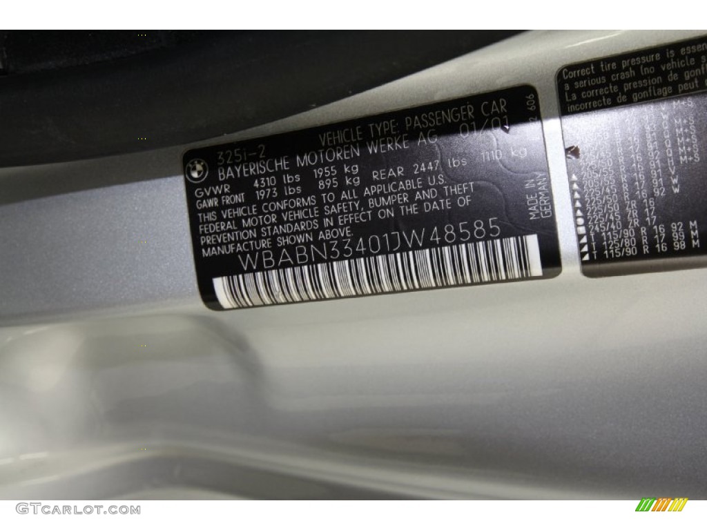 2001 3 Series 325i Coupe - Titanium Silver Metallic / Black photo #10