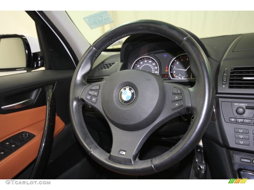 2007 BMW X3 3.0si Saddle Brown Steering Wheel Photo #59883451
