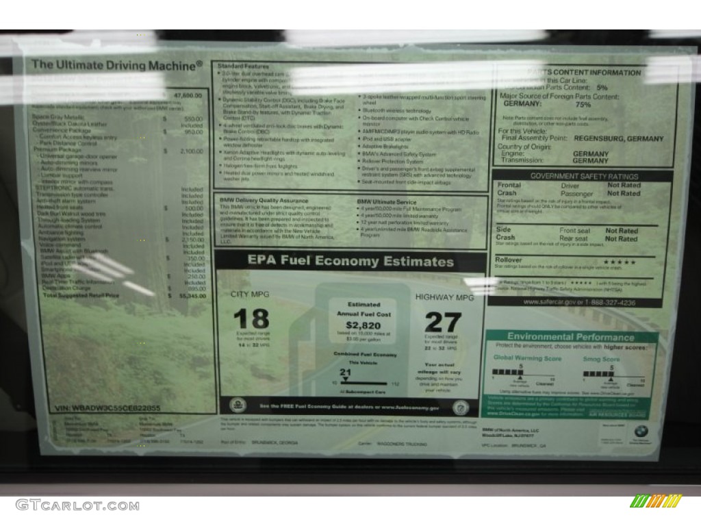 2012 BMW 3 Series 328i Convertible Window Sticker Photo #59886830
