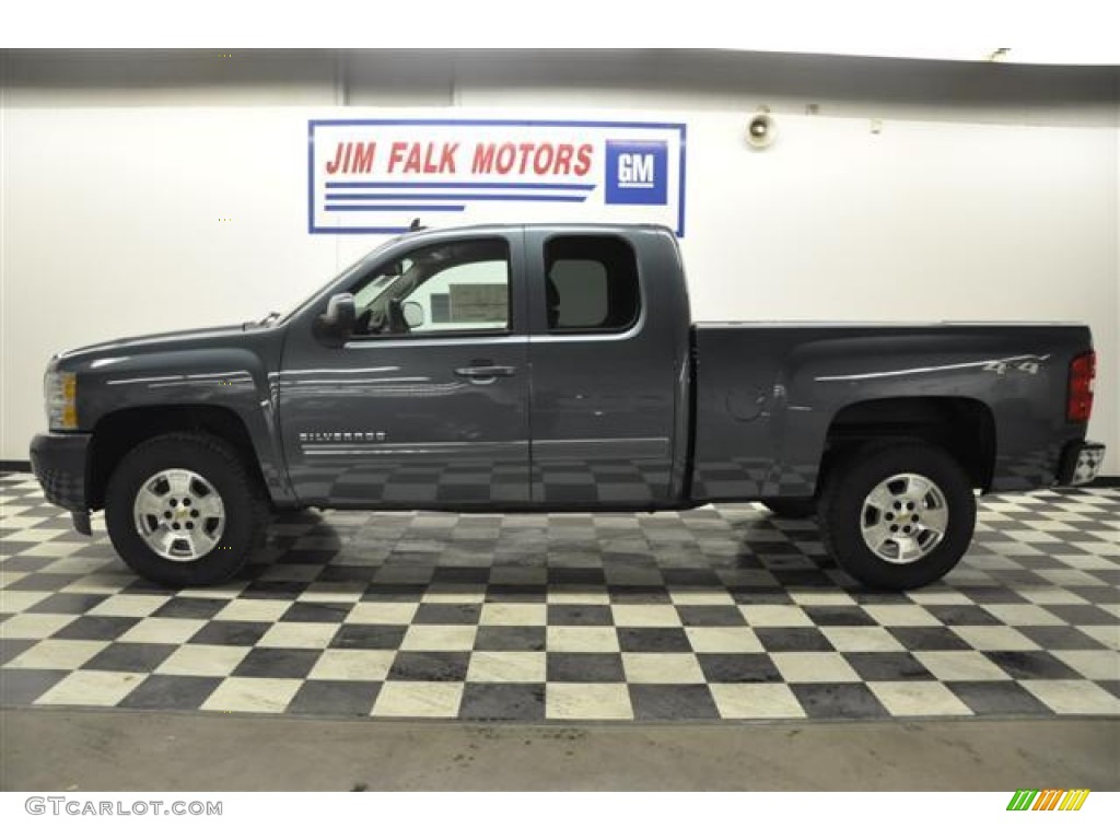 2012 Silverado 1500 LTZ Extended Cab 4x4 - Blue Granite Metallic / Light Titanium/Dark Titanium photo #2