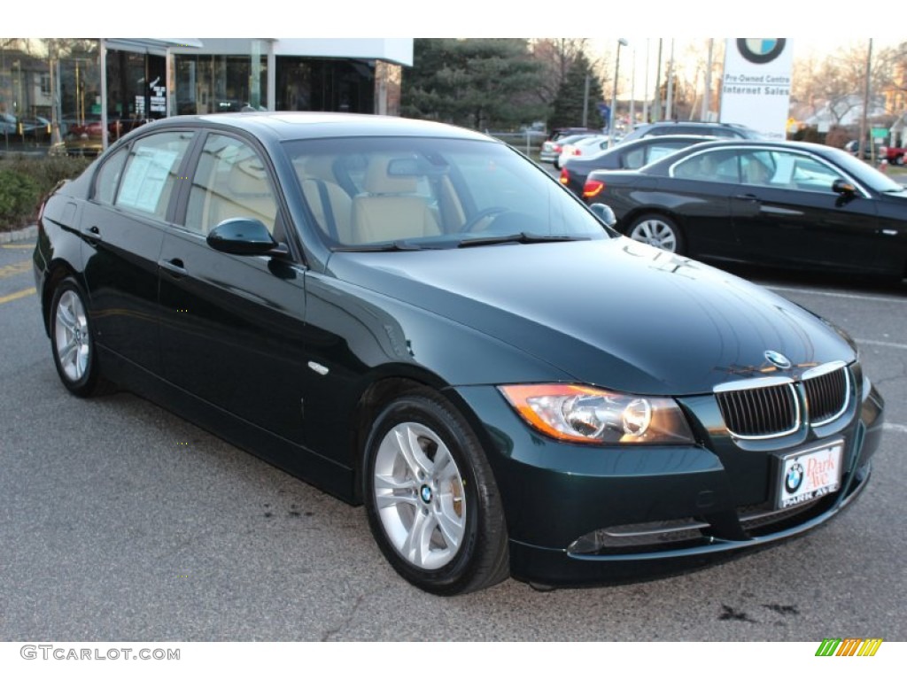 2008 3 Series 328i Sedan - Deep Green Metallic / Beige photo #3