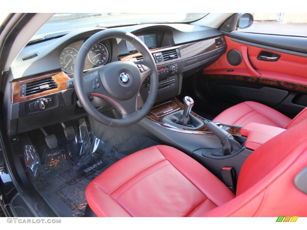 2008 3 Series 335i Coupe - Jet Black / Coral Red/Black photo #10