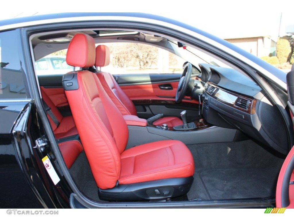 2008 3 Series 335i Coupe - Jet Black / Coral Red/Black photo #25