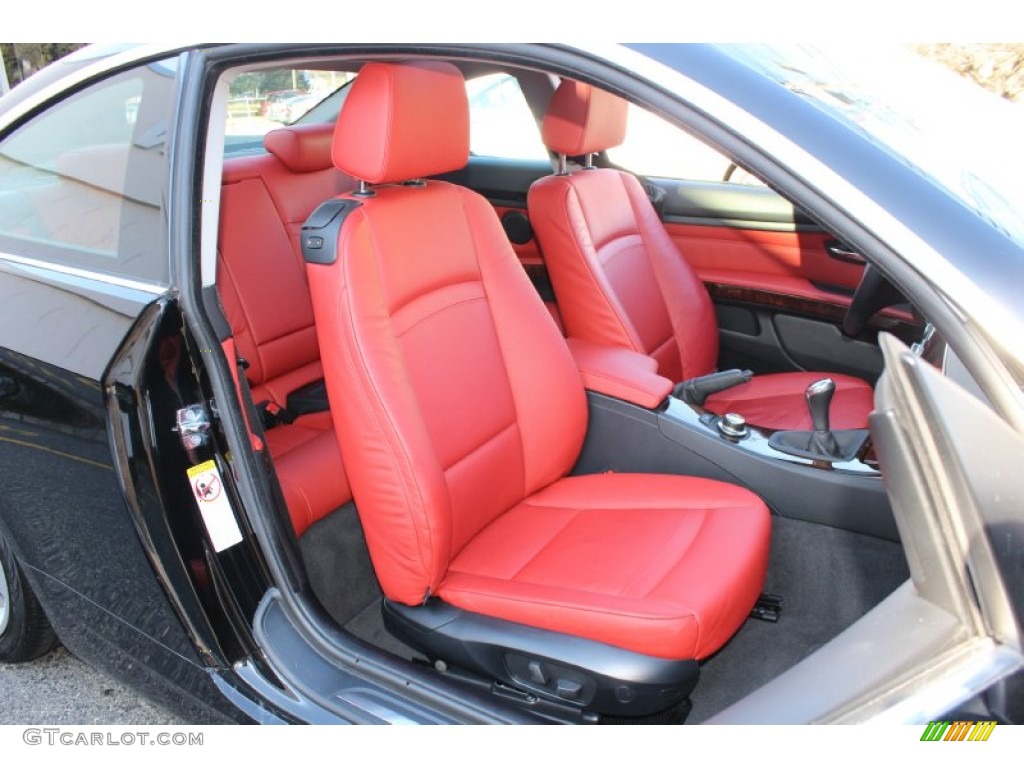 2008 3 Series 335i Coupe - Jet Black / Coral Red/Black photo #26