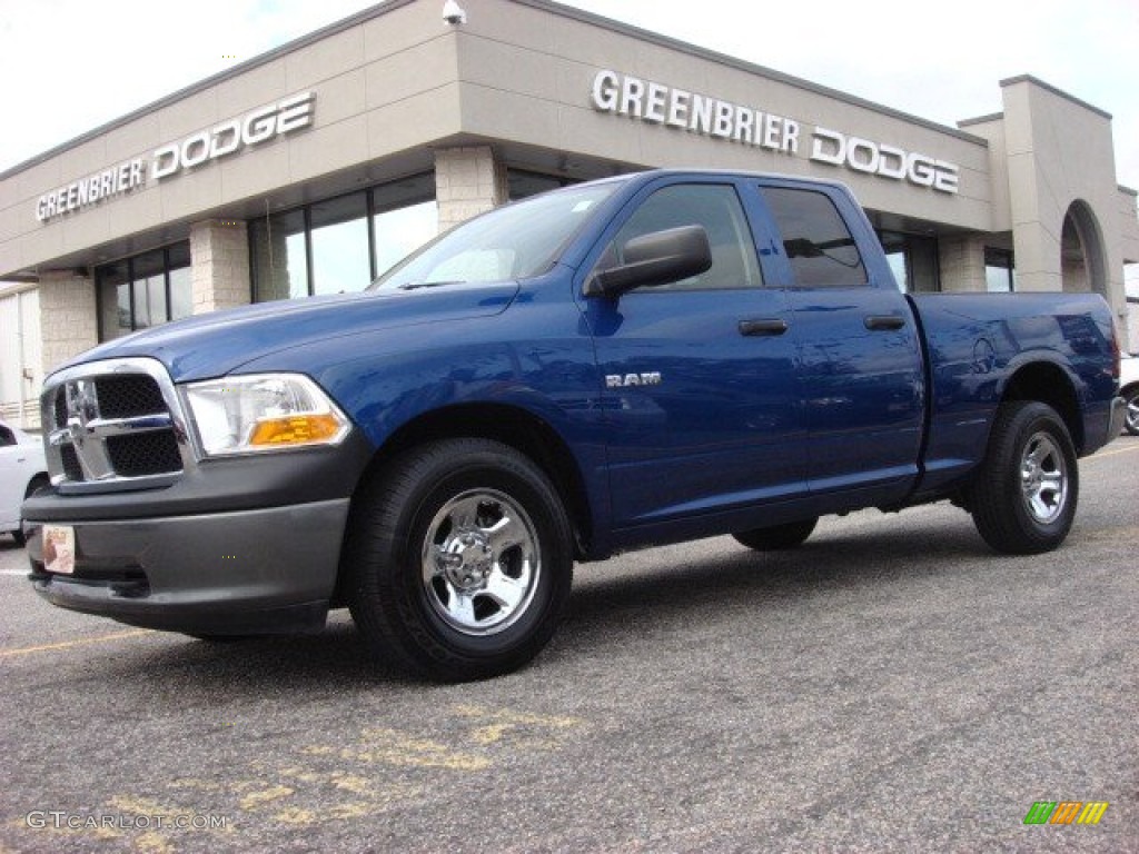 2009 Ram 1500 ST Quad Cab - Deep Water Blue Pearl / Dark Slate/Medium Graystone photo #2