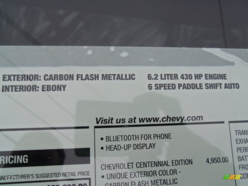 2012 Chevrolet Corvette Centennial Edition Grand Sport Convertible Window Sticker Photo #59897546