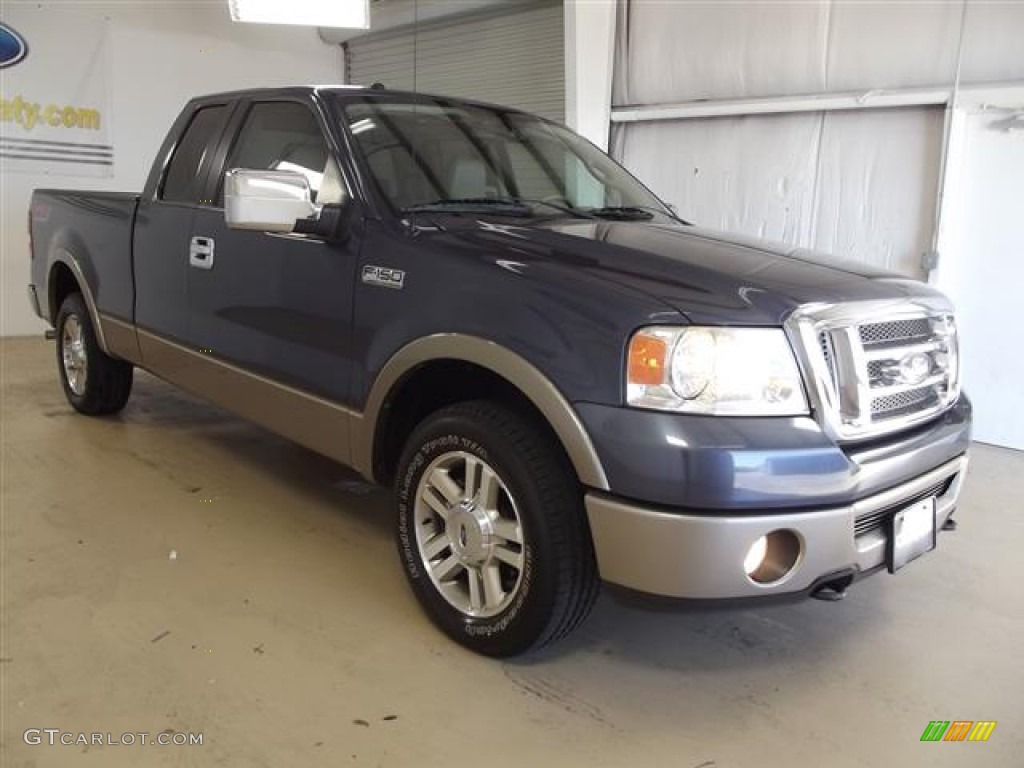 2006 F150 Lariat SuperCab - Medium Wedgewood Blue Metallic / Tan photo #3