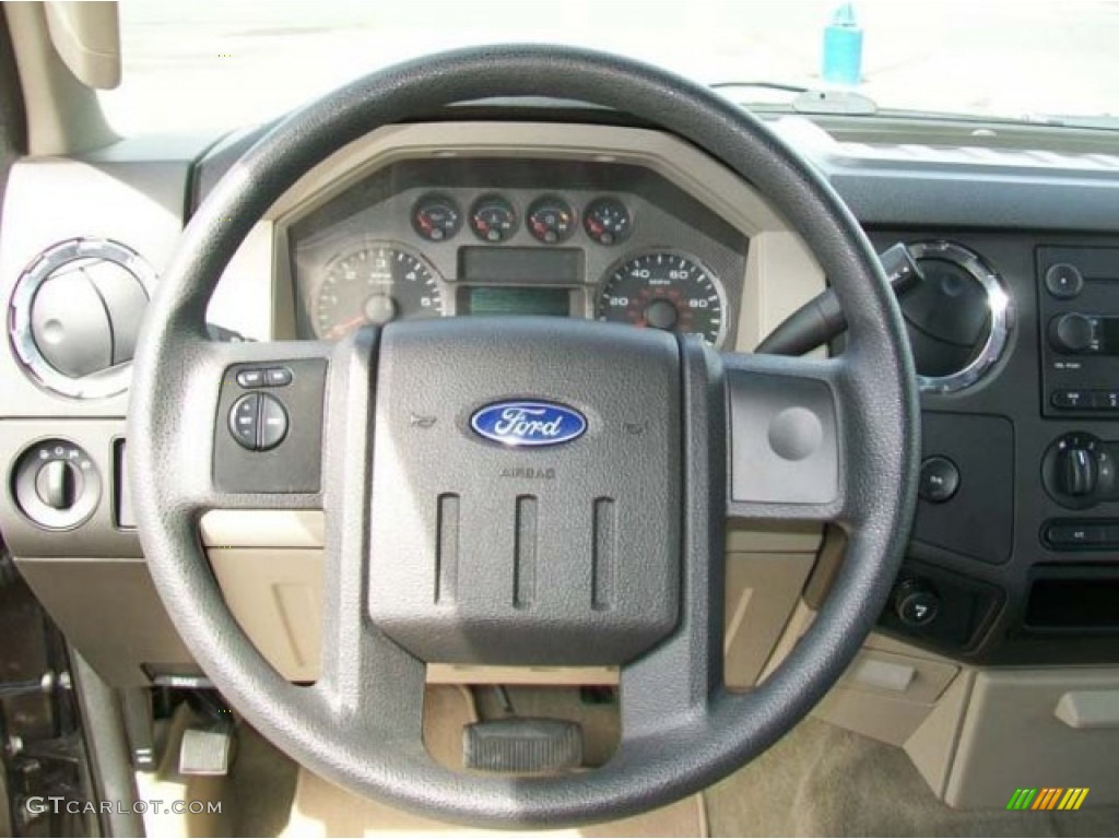 2008 Ford F250 Super Duty XLT Crew Cab Medium Stone Steering Wheel Photo #59904743
