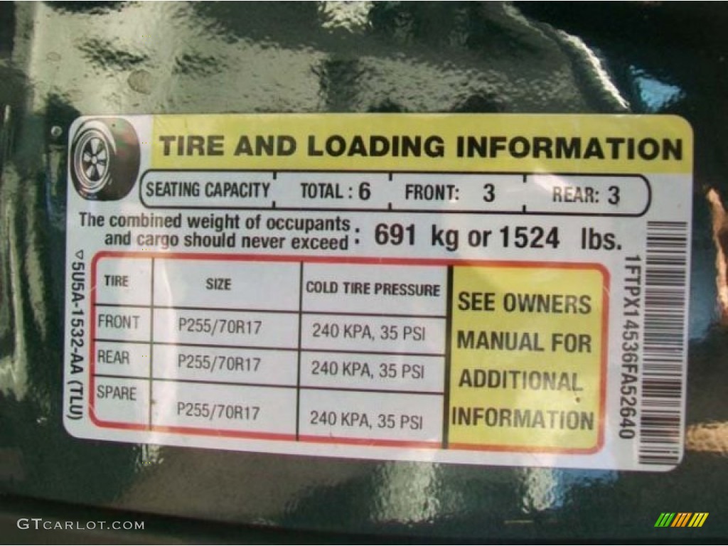 2006 Ford F150 XLT SuperCab 4x4 Info Tag Photo #59905466