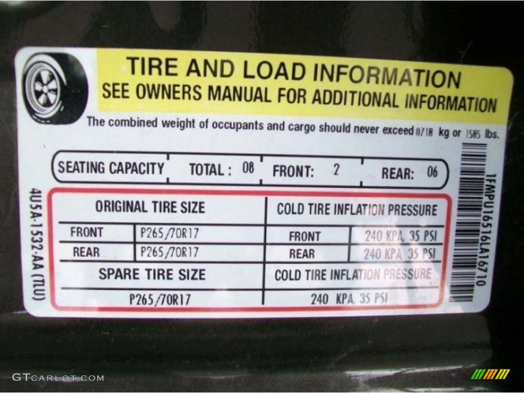2006 Ford Expedition XLT 4x4 Info Tag Photos