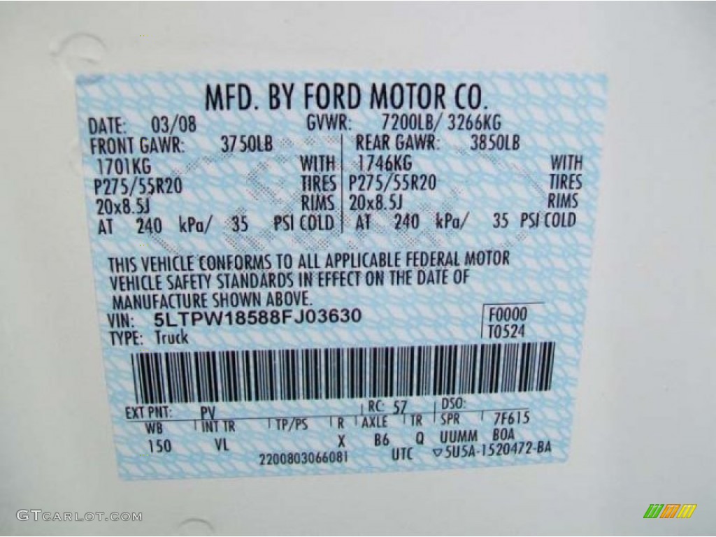 2008 Mark LT Color Code PV for White Chocolate Tri-Coat Photo #59906055