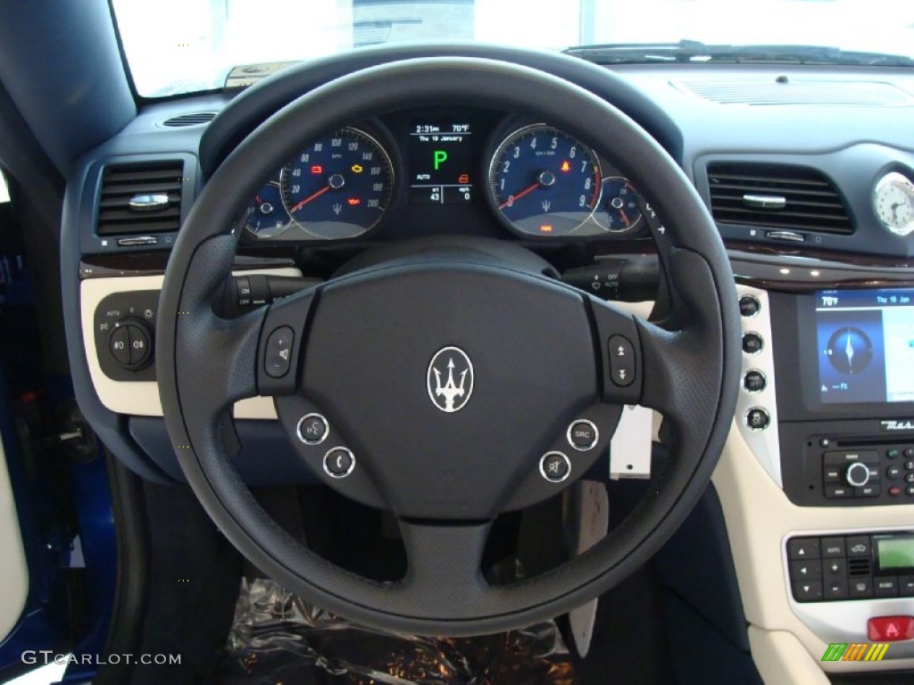 2012 Maserati GranTurismo Convertible GranCabrio Pearl Beige Steering Wheel Photo #59908799