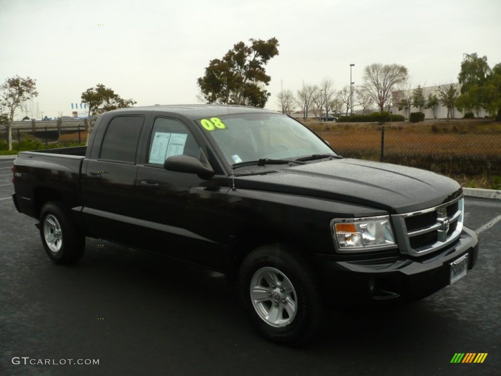 2008 Dakota SLT Crew Cab 4x4 - Brilliant Black / Dark Slate Gray/Medium Slate Gray photo #1