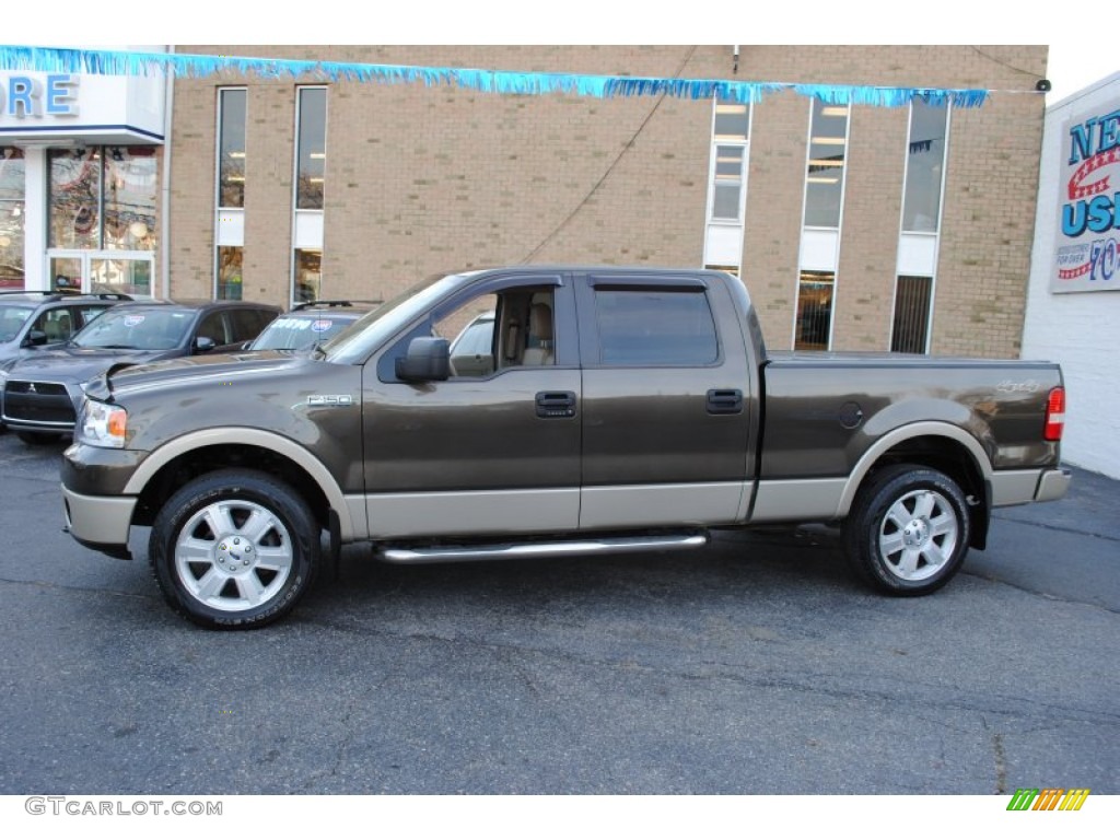 2008 F150 Lariat SuperCrew 4x4 - Stone Green Metallic / Tan photo #3