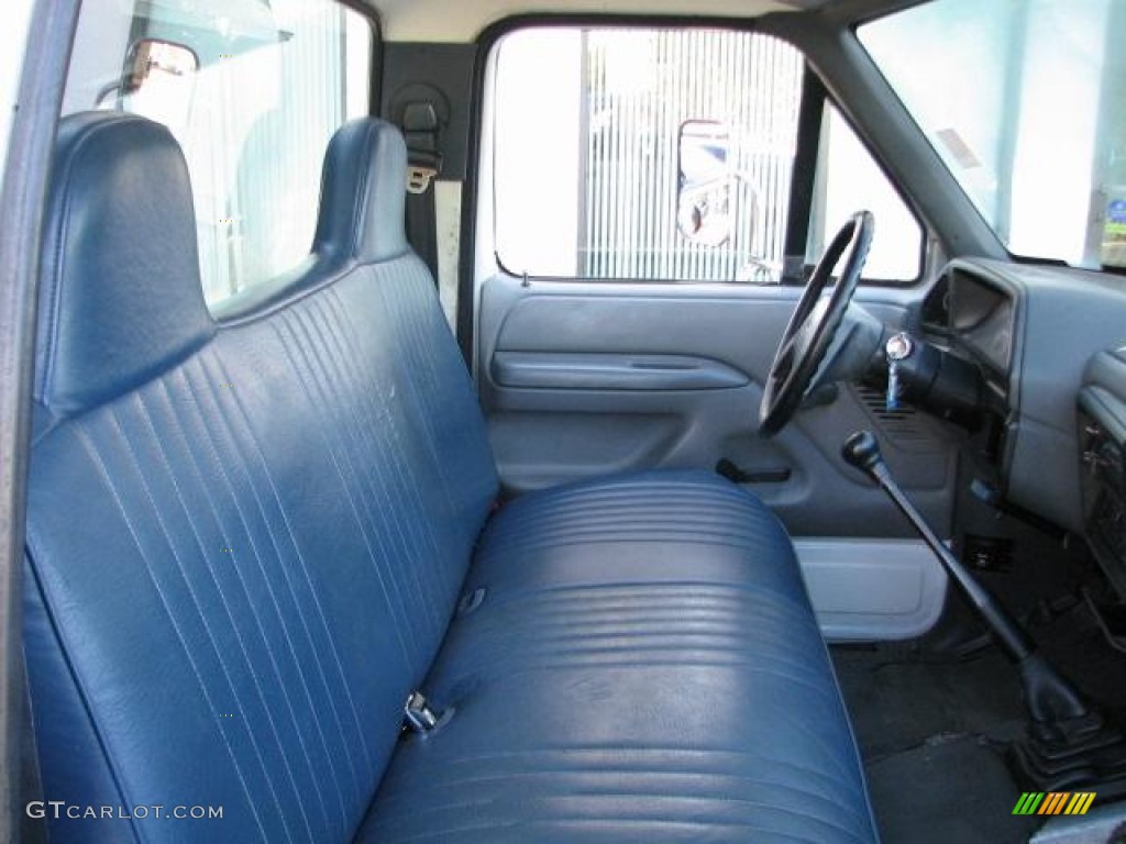 Blue Interior 1990 Ford F350 XL Regular Cab Chassis Dump Truck Photo #59914994