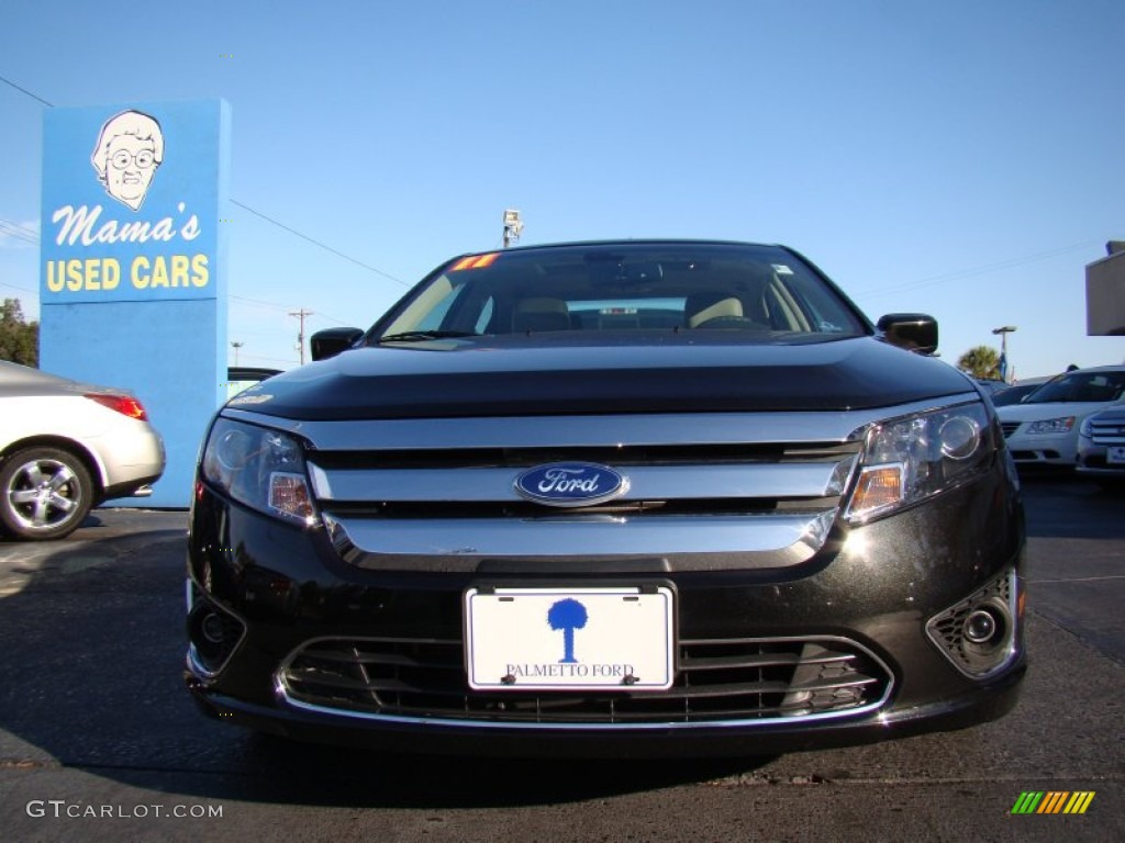 2011 Fusion SEL V6 - Tuxedo Black Metallic / Medium Light Stone photo #3