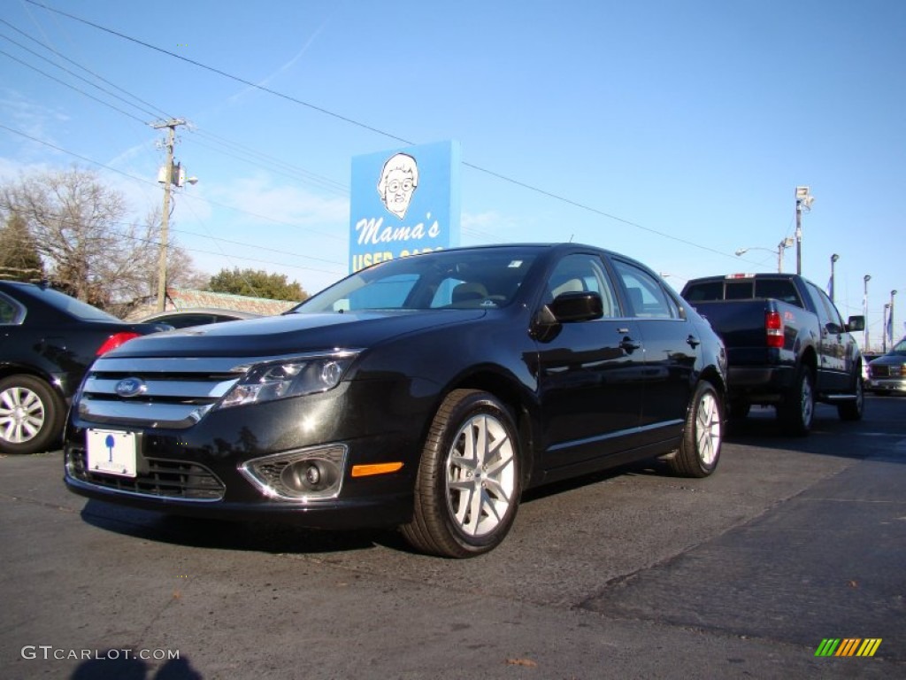 2011 Fusion SEL V6 - Tuxedo Black Metallic / Medium Light Stone photo #4