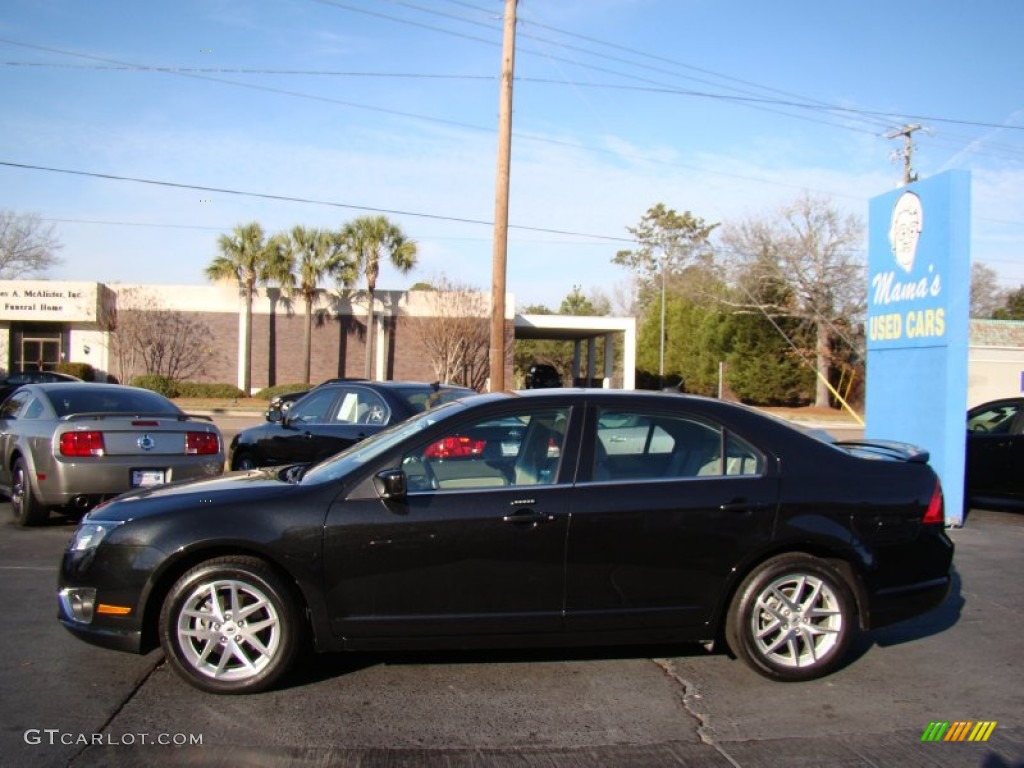 2011 Fusion SEL V6 - Tuxedo Black Metallic / Medium Light Stone photo #5