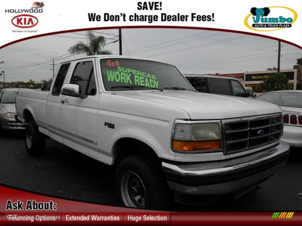 1993 F150 XLT Extended Cab 4x4 - Oxford White / Grey photo #1
