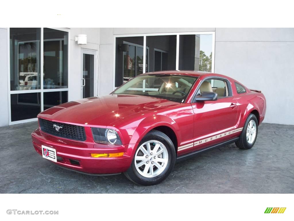 2007 Mustang V6 Deluxe Coupe - Redfire Metallic / Medium Parchment photo #1