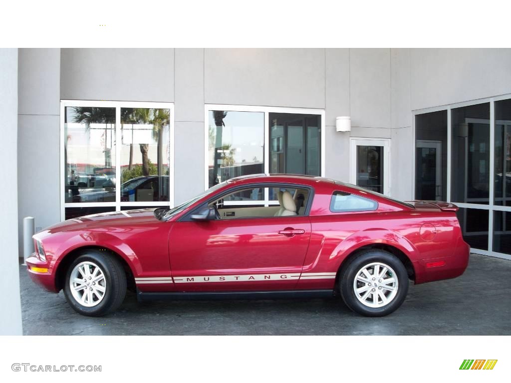 2007 Mustang V6 Deluxe Coupe - Redfire Metallic / Medium Parchment photo #4