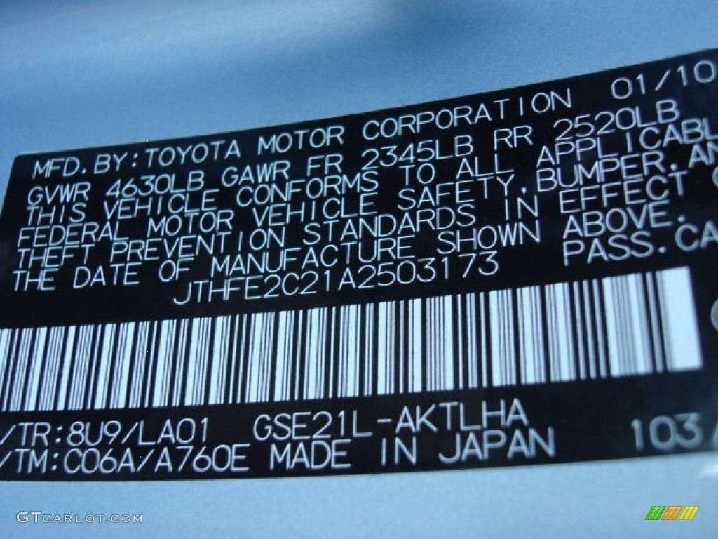2010 IS Color Code 8U9 for Cerulean Blue Metallic Photo #59920844